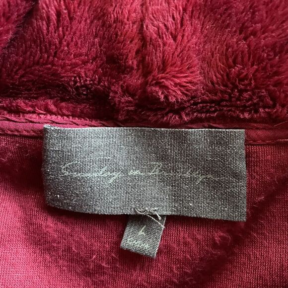 Anthropologie Sunday BKY women’s Ruby Red Activewear Velour Top Pullover L 8 10 - Picture 5 of 9